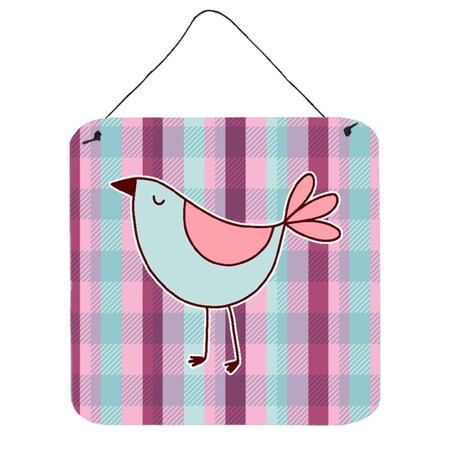 Carolines Treasures Bird on Purple Plaid Wall or Door Hanging Prints BB6833DS66